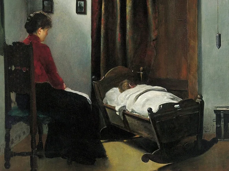 1873-Hermann Graf - Donna che veglia sul bambino che dorme
